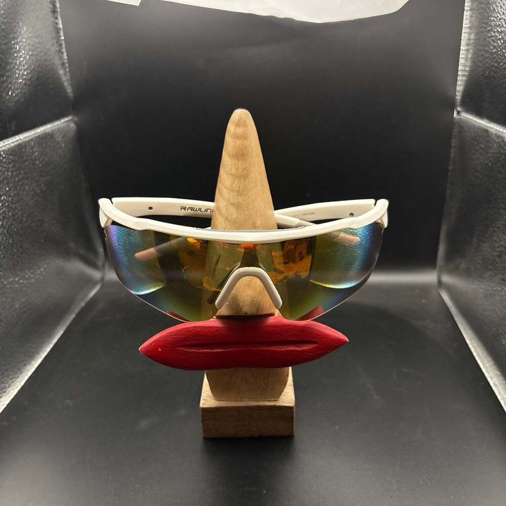 Rawlings Adult Shield Baseball Sunglasses White with Orange Mirror Lens